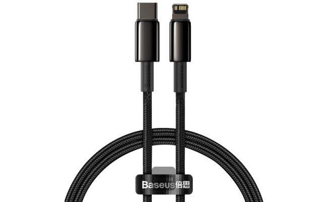 Baseus Tungsten Gold Fast Charging Data Cable Type-C to Lightning PD 20W (1m) - Black